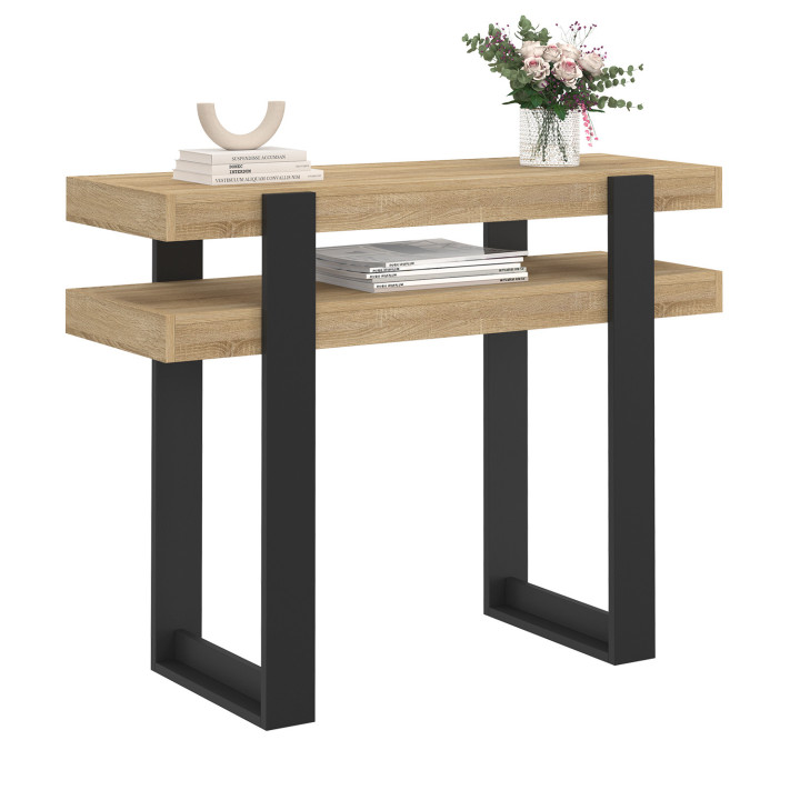 Consola doble de madera y negro - PHOENIX | IdMarket