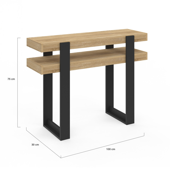 Consola doble de madera y negro - PHOENIX | IdMarket