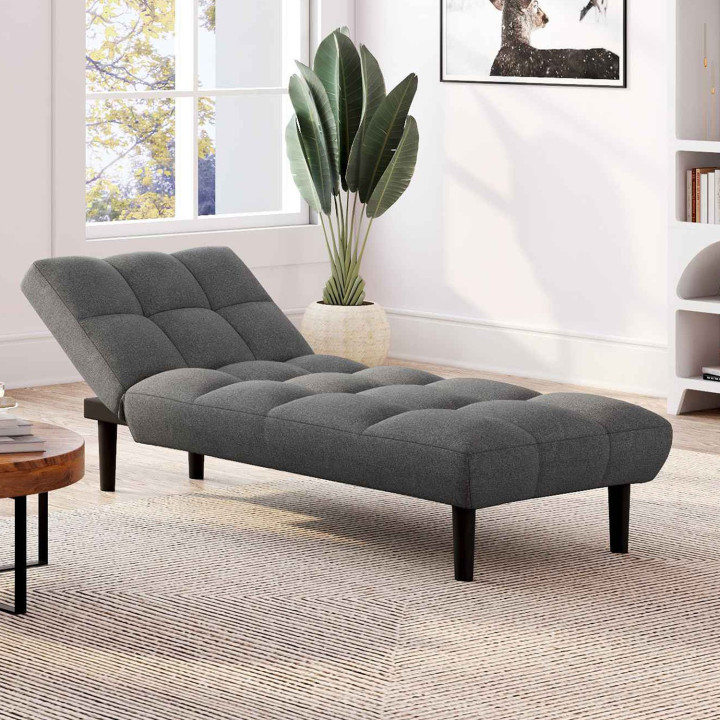 Méridienne clic clac tapizada 80 x 180 cm tela gris antracita - SALOME | IDMarket