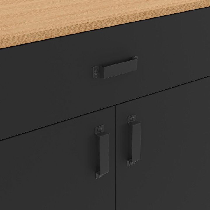 ¡Aparador 180 cm XXL 4 puertas y 1 cajón madera y negro - WASHINGTON | Zen Cart! IDMarket