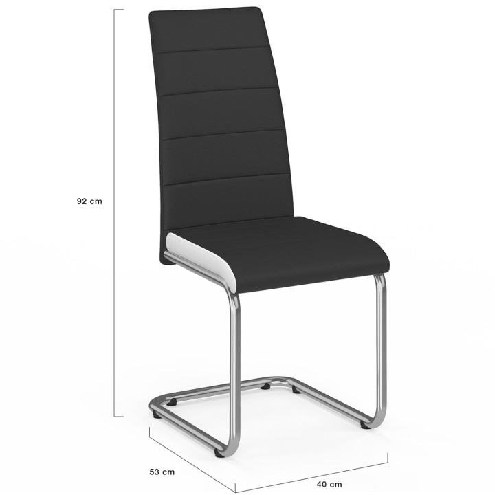 Juego de 6 sillas de comedor negras con ribete blanco - MIA | ID Market