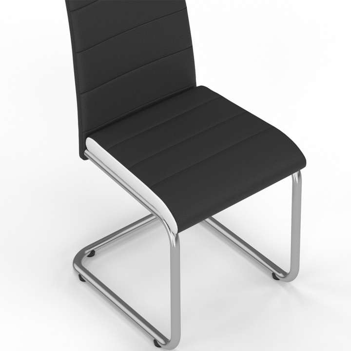 Juego de 6 sillas de comedor negras con ribete blanco - MIA | ID Market