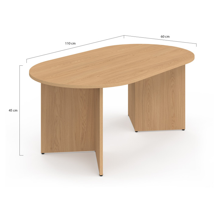Mesa de centro ovalada de 110 cm en madera efecto haya - MARTHE | IdMarket