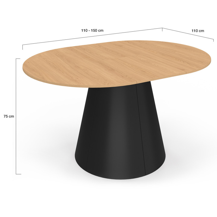 Mesa de comedor redonda extensible 4-8 personas efecto haya 110-150 cm - ANGELE | IdMarket