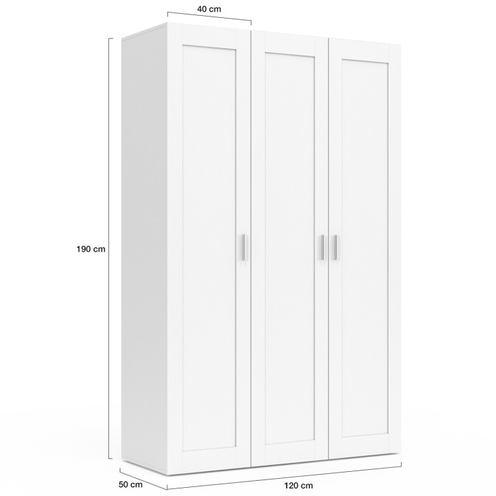 Armario blanco 3 puertas 120cm - VITO | ID Market