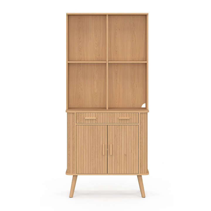 Aparador de cocina 80 CM 2 puertas + cajón efecto listones - ROMIE | IdMarket