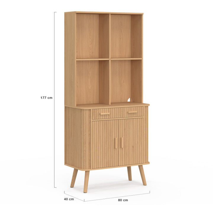Aparador de cocina 80 CM 2 puertas + cajón efecto listones - ROMIE | IdMarket
