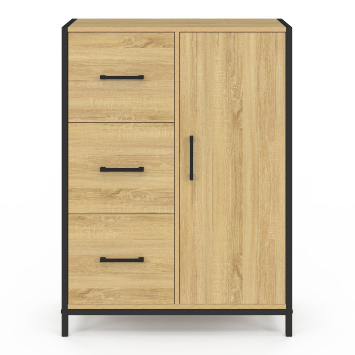 Baúl de baño de diseño industrial con 3 cajones y 1 armario - DETROIT | IdMarket