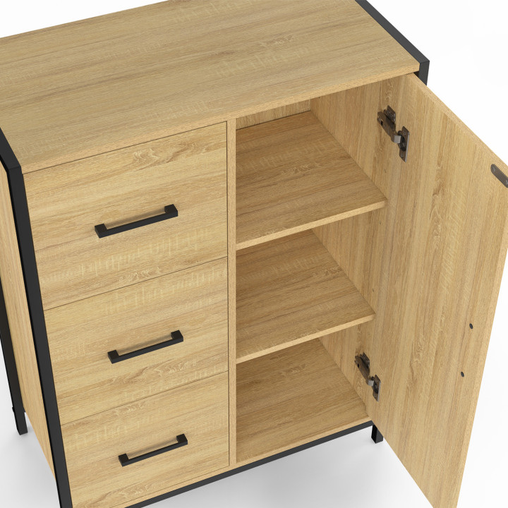 Baúl de baño de diseño industrial con 3 cajones y 1 armario - DETROIT | IdMarket