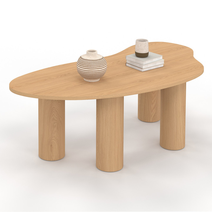 Mesa de centro 100 cm estilo orgánico madera efecto haya | IdMarket