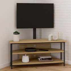 100 cm Eck TV-Möbel mit Regalen und verstellbarer TV-Halterung von 32 bis 70 Zoll Industriedesign - DETROIT | IdMarket