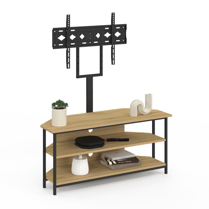 100 cm Eck TV-Möbel mit Regalen und verstellbarer TV-Halterung von 32 bis 70 Zoll Industriedesign - DETROIT | IdMarket