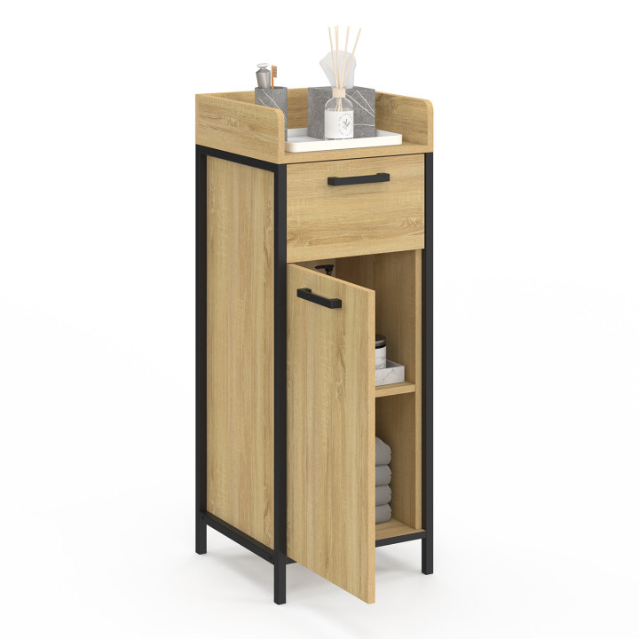 Columna de almacenamiento adicional para baño 1 cajón 1 armario diseño industrial - DETROIT | IdMarket