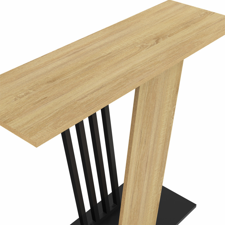 Consola con tapa de madera y pata cruzada negra - VICKY | IdMarket