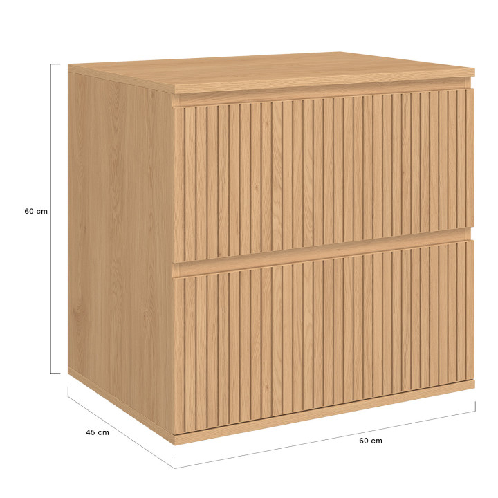 Hängewaschbeckenunterschrank Badezimmer 2 Schubladen Latteneffekt - VICTOR | IdMarket