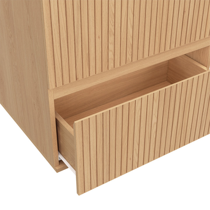 Mueble bajo de 2 cajones efecto listones - VICTOR | IdMarket