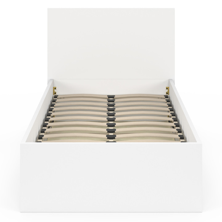 Cama arcón individual con cabecero y somier 90 x 190 cm blanco - SEASIDE | IdMarket