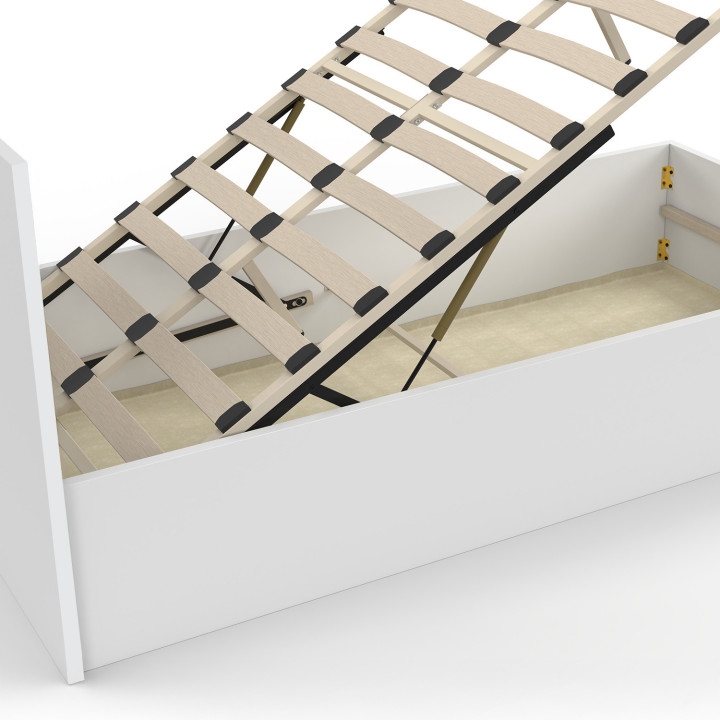 Cama arcón individual con cabecero y somier 90 x 190 cm blanco - SEASIDE | IdMarket