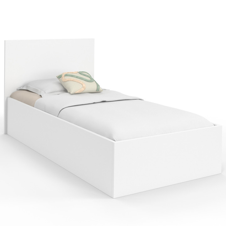 Cama arcón individual con cabecero y somier 90 x 190 cm blanco - SEASIDE | IdMarket