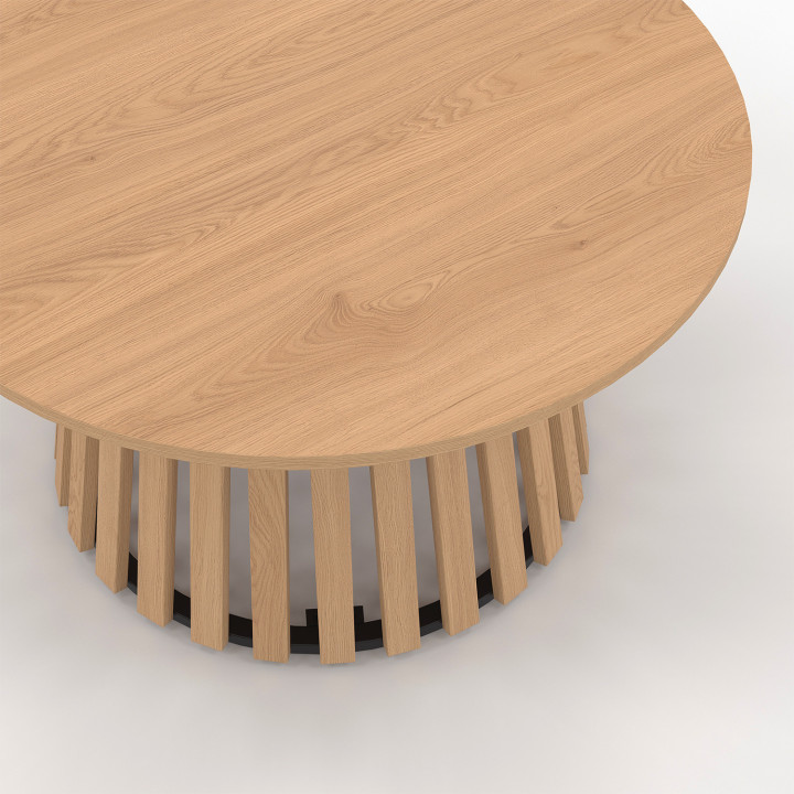 Mesa de centro redonda de 70 cm con base y tablero de madera - CARMEN | IdMarket