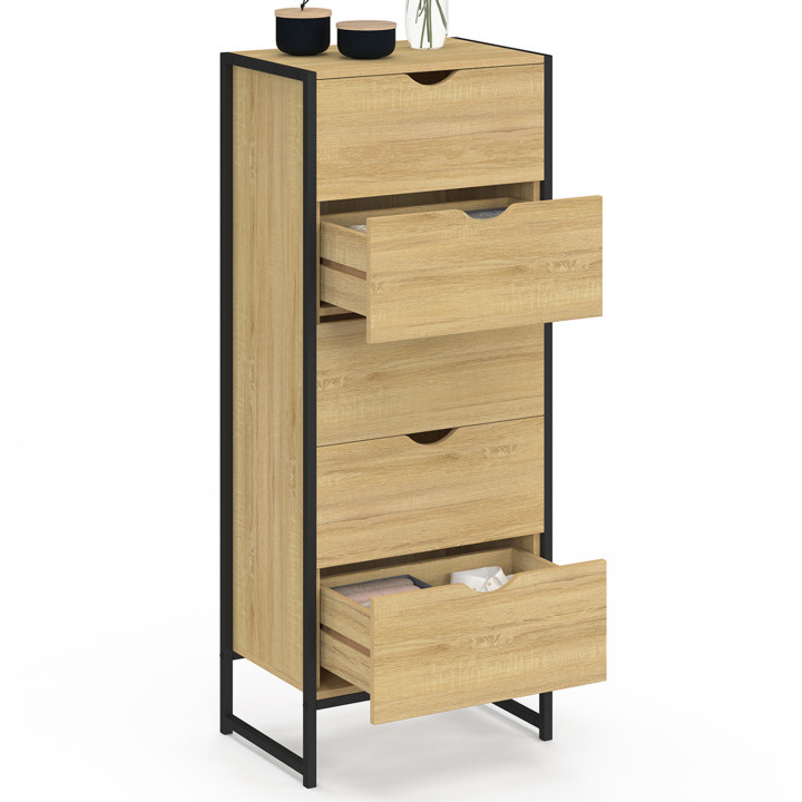 Cómoda 5 cajones 45 cm diseño industrial - DETROIT | IdMarket