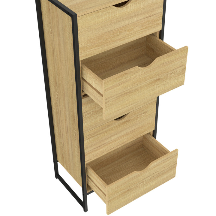Cómoda 5 cajones 45 cm diseño industrial - DETROIT | IdMarket