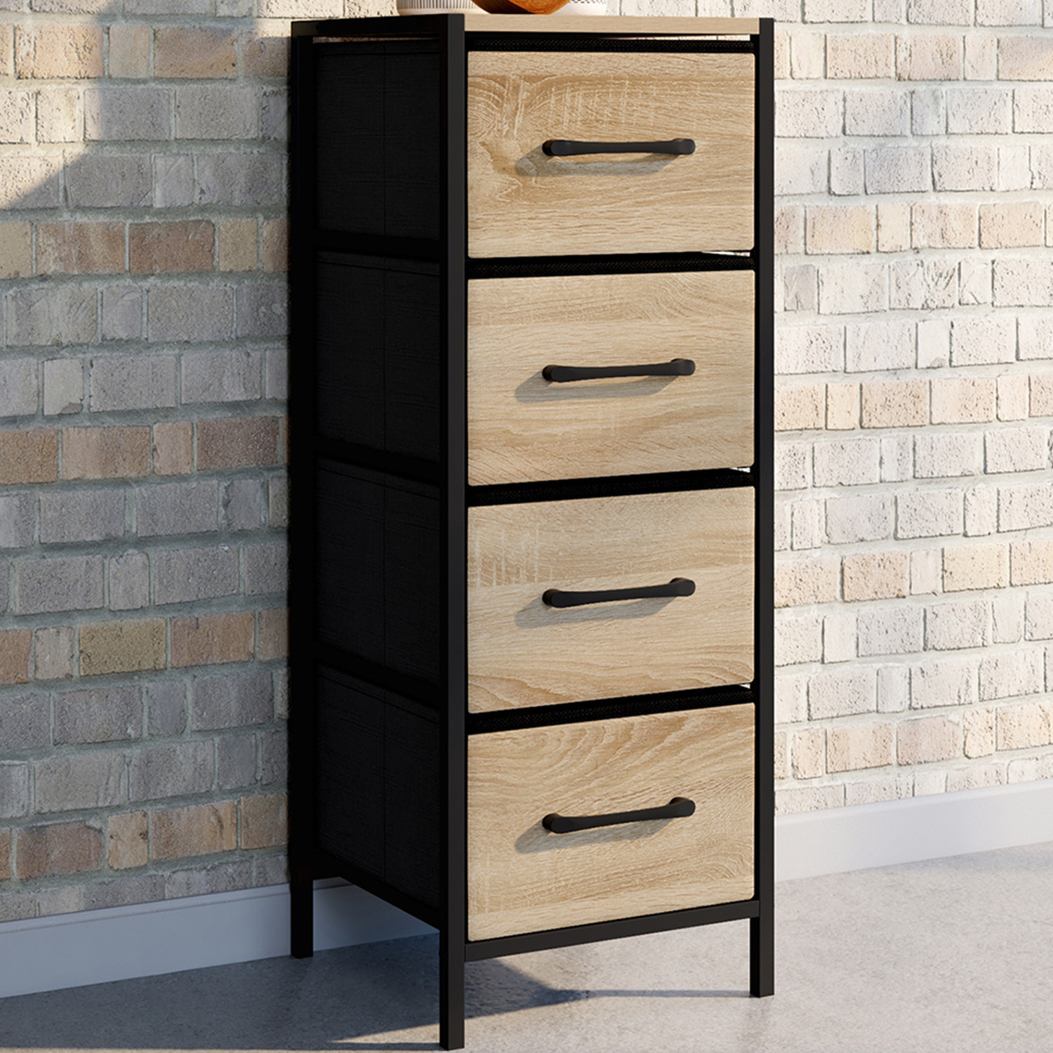 Meuble d'appoint 4 tiroirs 30 cm chiffonnier, meuble de rangement design industriel