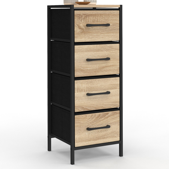 Mueble auxiliar 4 cajones 30 cm chiffonnier, mueble de almacenamiento de diseño industrial - UTAH | IdMarket