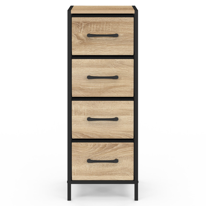 Mueble auxiliar 4 cajones 30 cm chiffonnier, mueble de almacenamiento de diseño industrial - UTAH | IdMarket
