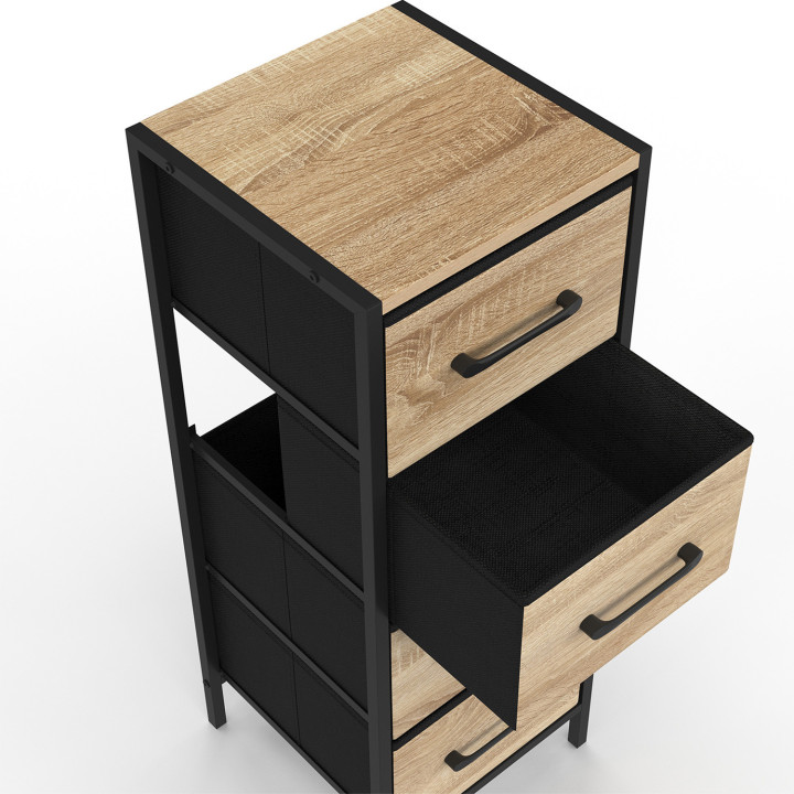 Mueble auxiliar 4 cajones 30 cm chiffonnier, mueble de almacenamiento de diseño industrial - UTAH | IdMarket