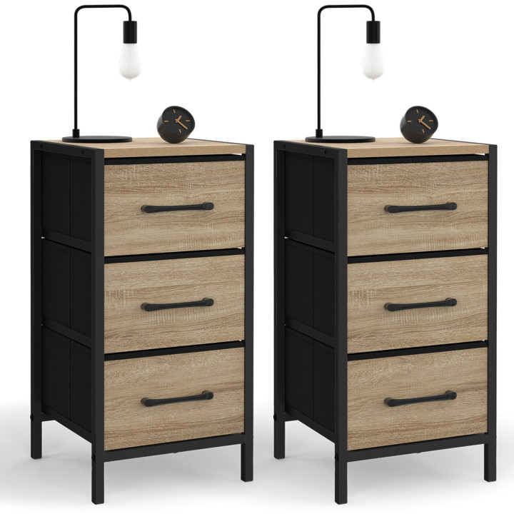 Juego de 2 mesillas de noche con 3 cajones - UTAH | IdMarket