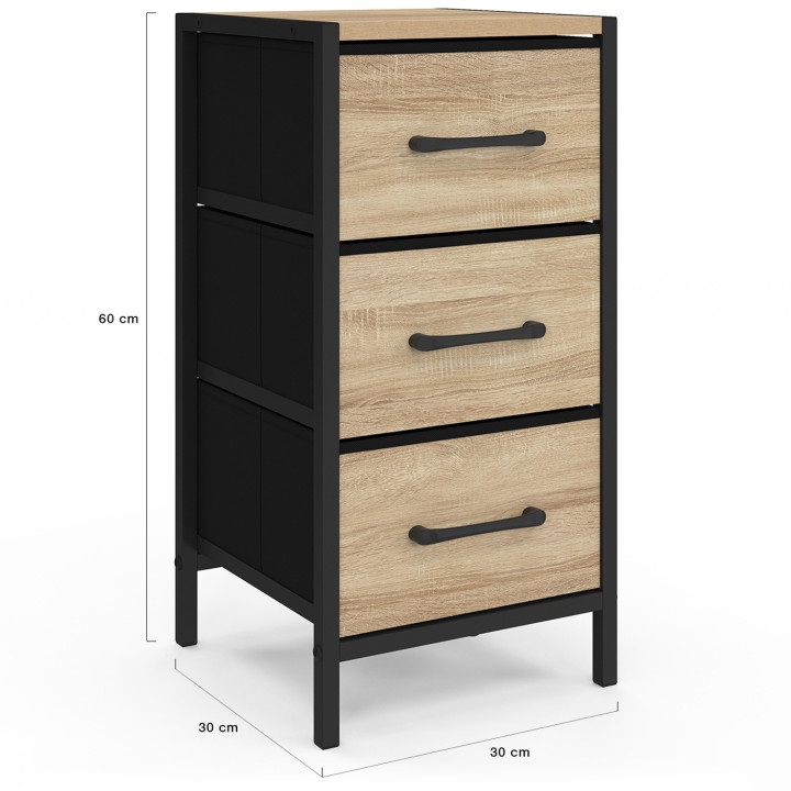 Juego de 2 mesillas de noche con 3 cajones - UTAH | IdMarket