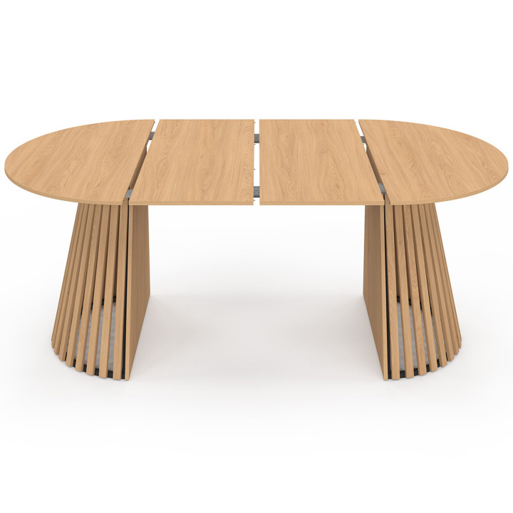 Mesa de comedor redonda extensible para 4-10 personas con patas de madera 110-200 cm - CARMEN | IdMarket