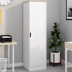 Armario de 1 puerta con estantes blancos y de madera - NOUK | IdMarket