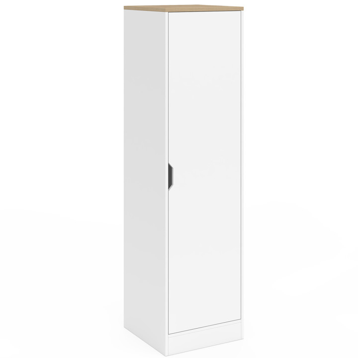 Armario de 1 puerta con estantes blancos y de madera - NOUK | IdMarket