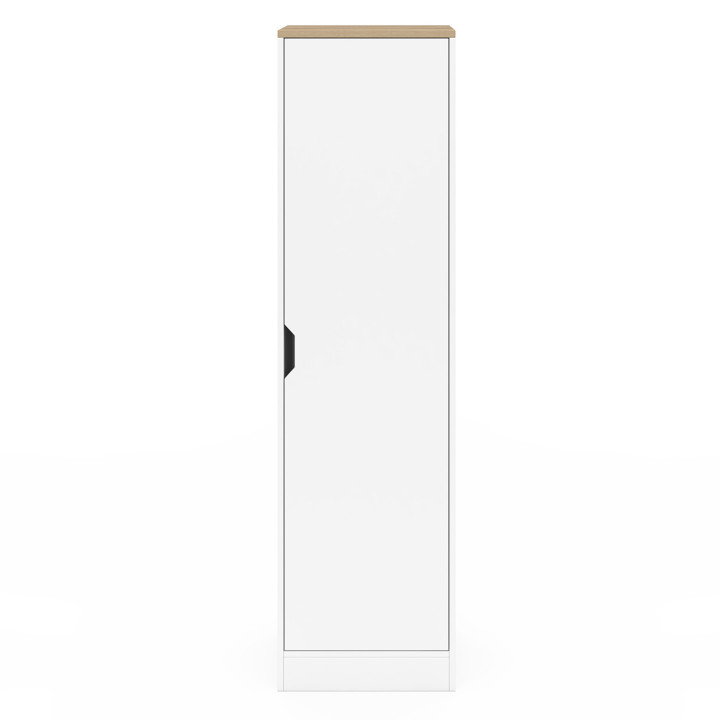 Armario de 1 puerta con estantes blancos y de madera - NOUK | IdMarket