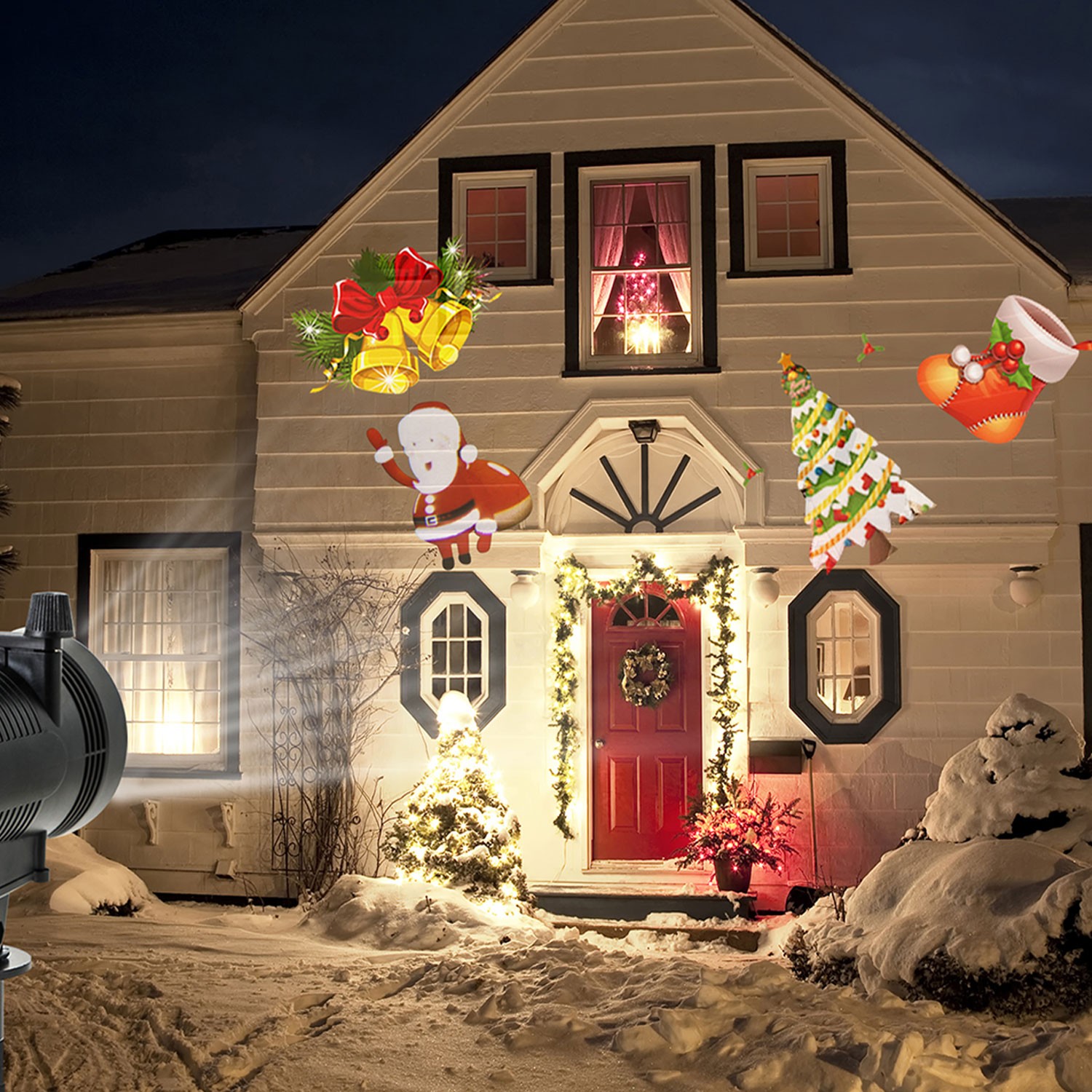 Projecteur led motifs de Noël multicolores déco pour façade Eclair...