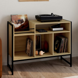 Vinylmöbel, Sideboard 100cm Holz und Schwarz Industriedesign - DETROIT | IdMarket