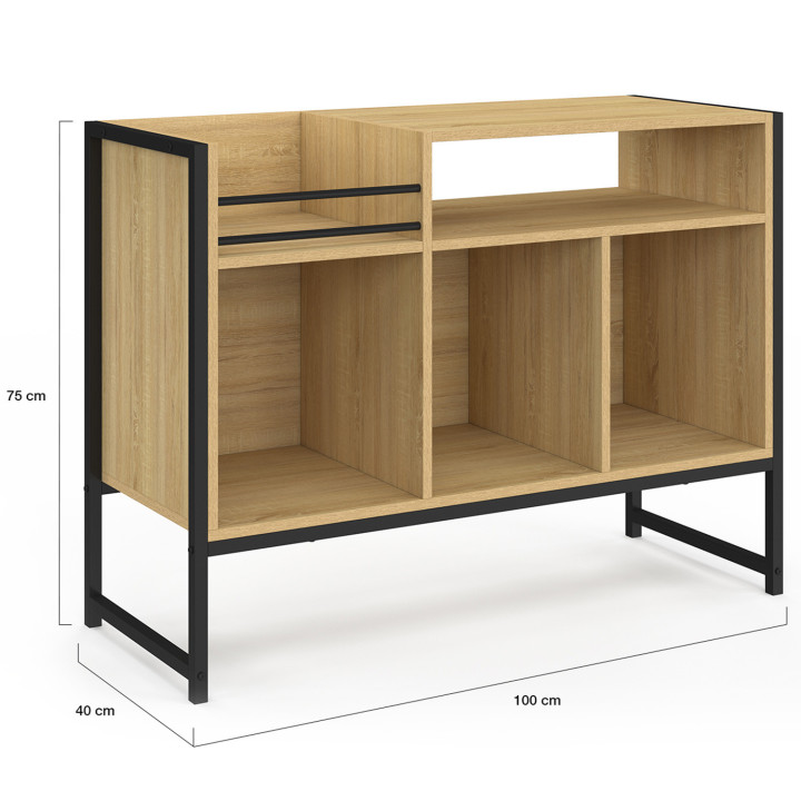 Vinylmöbel, Sideboard 100cm Holz und Schwarz Industriedesign - DETROIT | IdMarket