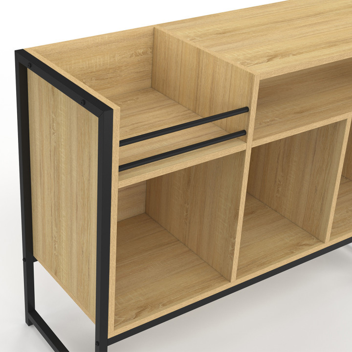 Mueble de vinilo, 100cm madera y negro aparador de diseño industrial - DETROIT | IdMarket