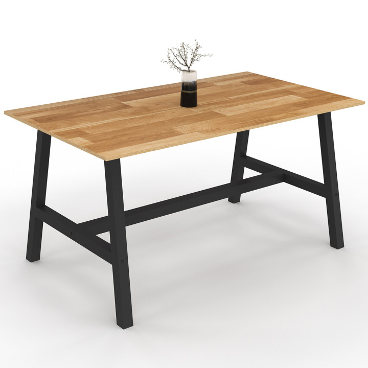 Mesa de comedor rectangular 6 personas madera y metal 160 cm - MADELEINE | IdMarket