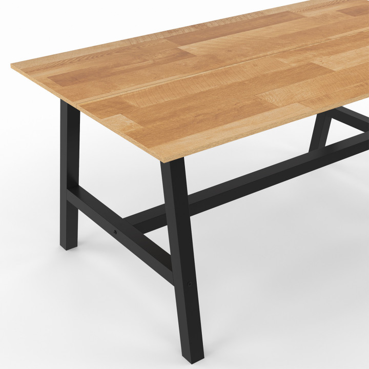 Mesa de comedor rectangular 6 personas madera y metal 160 cm - MADELEINE | IdMarket