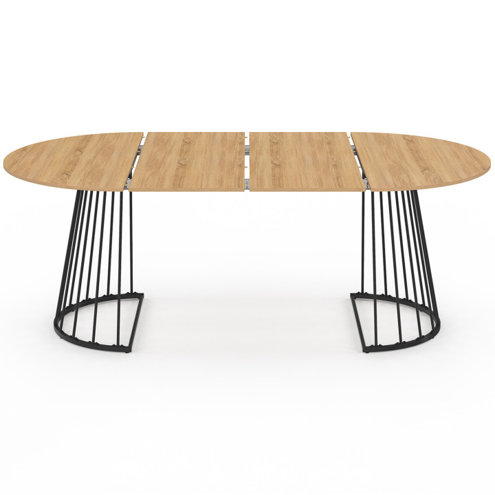 Mesa de comedor redonda extensible 4-10 personas madera y negro 110 - 200 cm - YUNA | IdMarket
