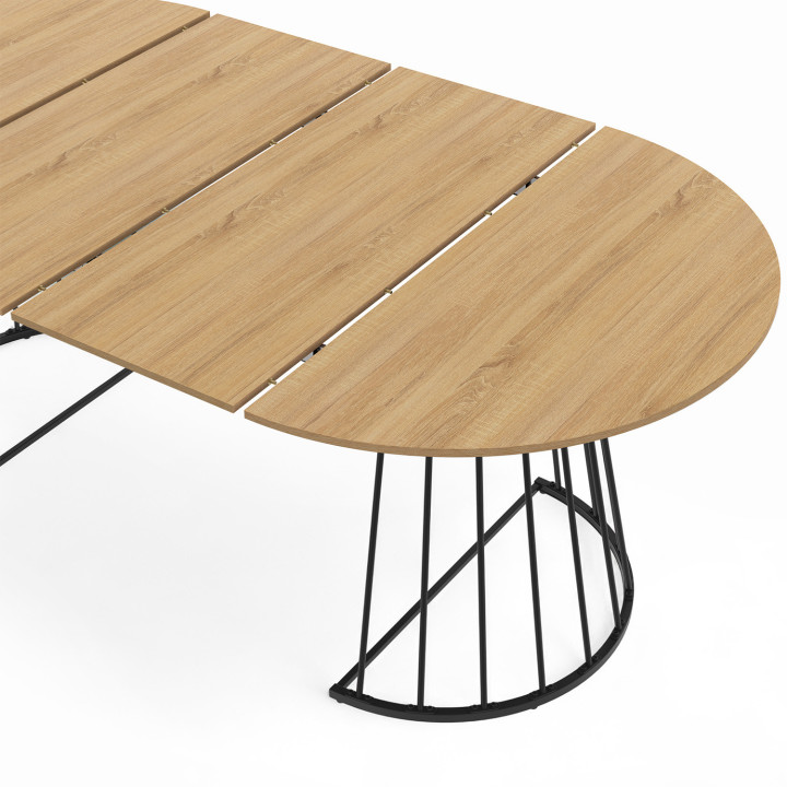 Mesa de comedor redonda extensible 4-10 personas madera y negro 110 - 200 cm - YUNA | IdMarket