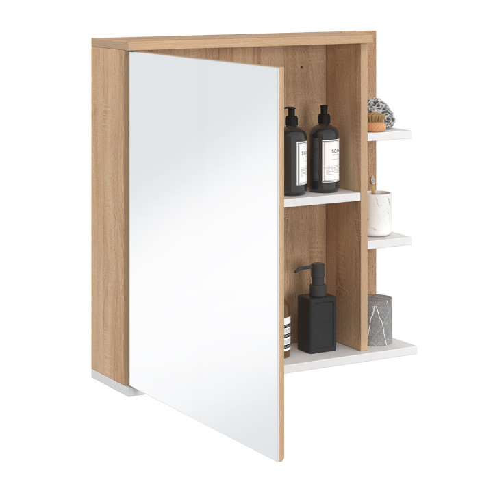 Mueble colgante con espejo y estantes de haya - TOMI | IdMarket