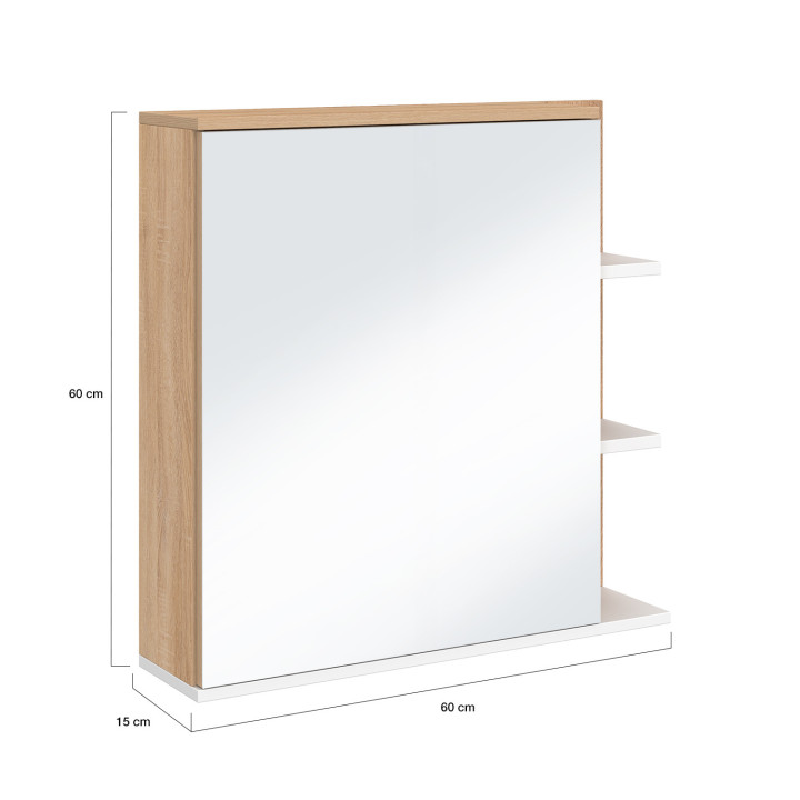 Mueble colgante con espejo y estantes de haya - TOMI | IdMarket