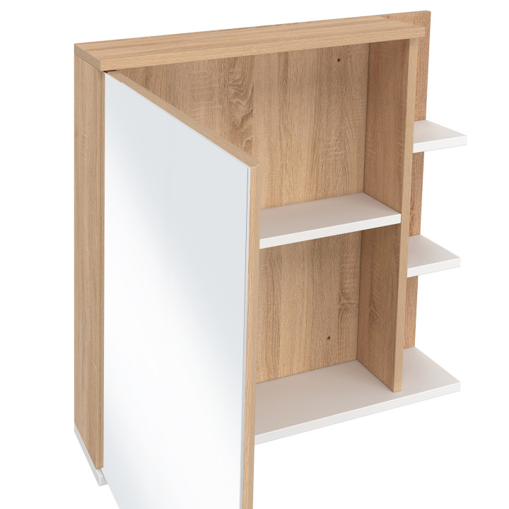 Mueble colgante con espejo y estantes de haya - TOMI | IdMarket