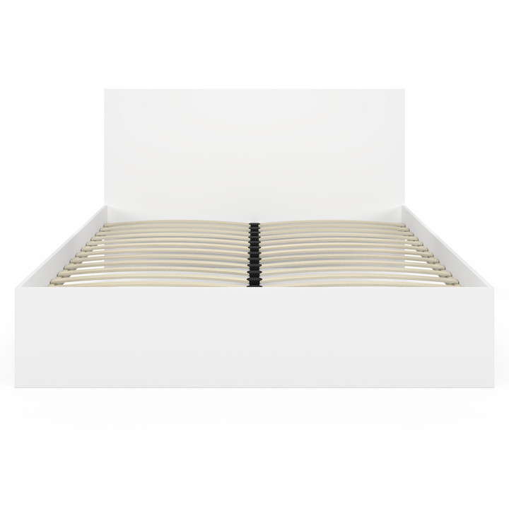 Cama doble con cabecero y somier 160 x 200 cm blanco - OMAHA | IdMarket