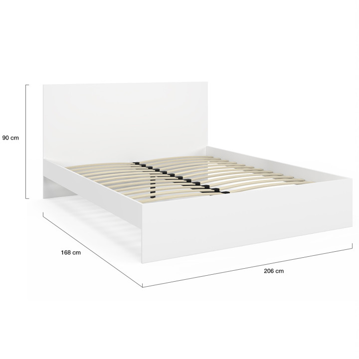 Cama doble con cabecero y somier 160 x 200 cm blanco - OMAHA | IdMarket