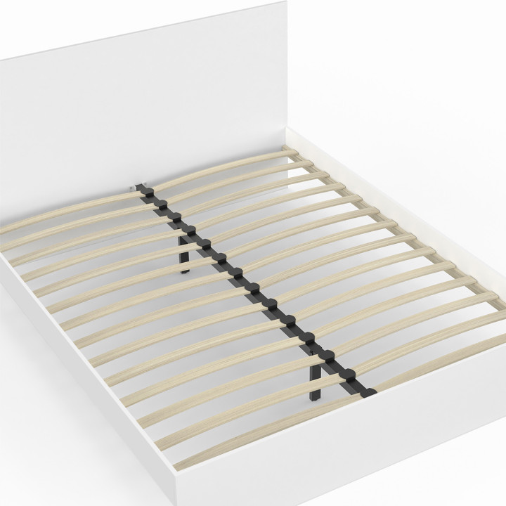 Cama doble con cabecero y somier 160 x 200 cm blanco - OMAHA | IdMarket